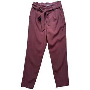 Express Women's Pleated Front Ankle Pants High Rise Size 4R Maroon Lightweight